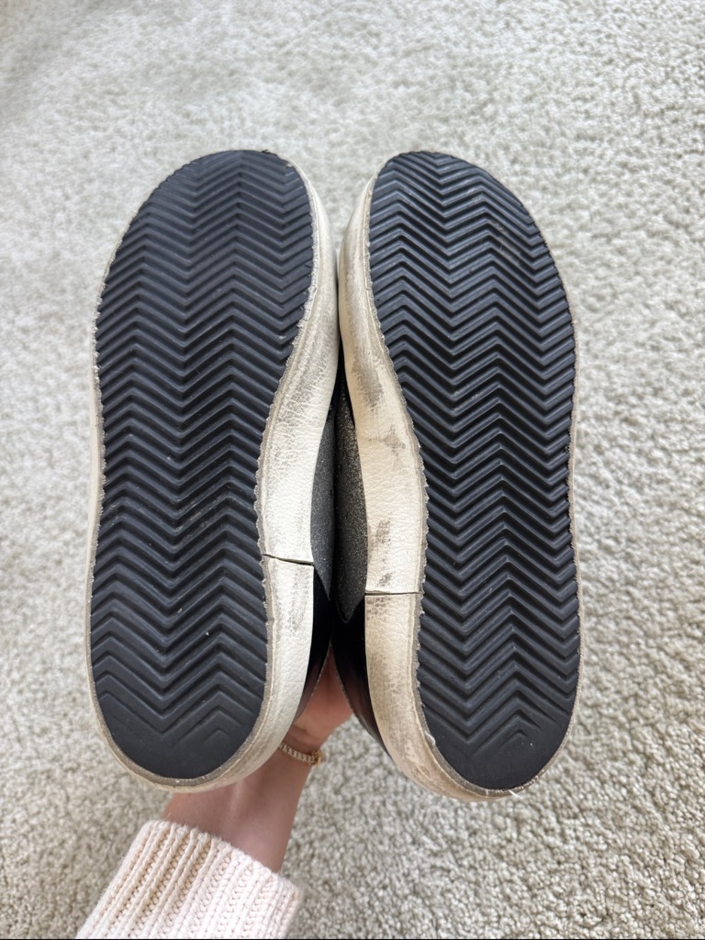 GOLDEN GOOSE Silver Glitter Black Superstar Sneakers 36 - Picture 6 of 6